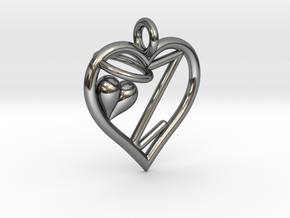 HEART Z in Fine Detail Polished Silver