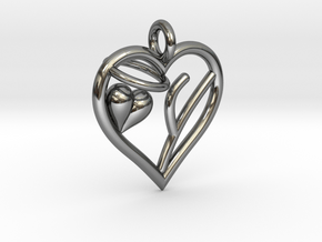 HEART Y in Fine Detail Polished Silver