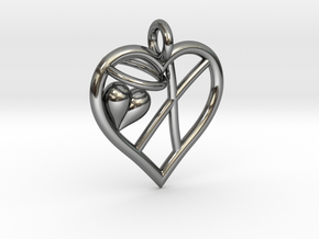 HEART X in Fine Detail Polished Silver