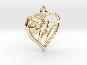 HEART W in 14k Gold Plated Brass