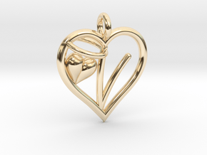 HEART V in 14k Gold Plated Brass