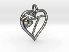 HEART T in Fine Detail Polished Silver
