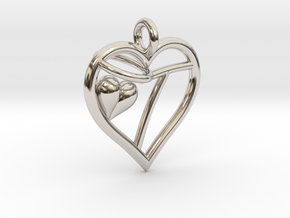 HEART T in Rhodium Plated Brass
