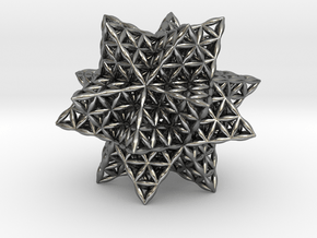 Flower Of Life Stellated Icosahedron in Polished Silver
