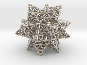 Flower Of Life Stellated Icosahedron in Rhodium Plated Brass