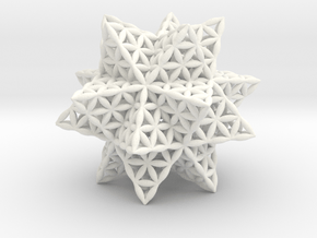 Flower Of Life Stellated Icosahedron in White Processed Versatile Plastic