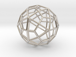 0310 Deltoidal Hexecontahedron E (a=1cm) #001 in Rhodium Plated Brass