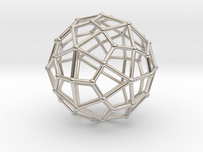 0311 Deltoidal Hexecontahedron V&E (a=1cm) #002 in Rhodium Plated Brass