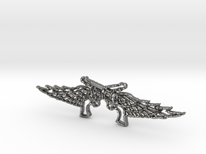 Pistol Wings Pendant in Fine Detail Polished Silver
