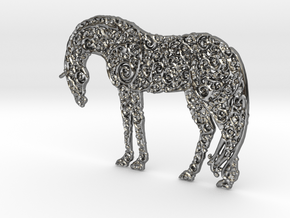 Horse Pendant in Fine Detail Polished Silver
