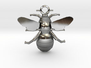 Bumblebee Pendant in Fine Detail Polished Silver