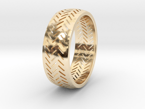 Herringbone Ring Size 7.5 in 14K Yellow Gold