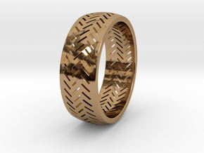 Herringbone Ring Size 7.5 in Polished Brass