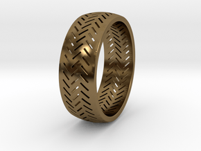 Herringbone Ring Size 7.5 in Polished Bronze
