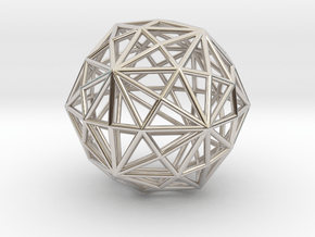 0316 Disdyakis Triacontahedron E (a=1cm) #001 in Rhodium Plated Brass