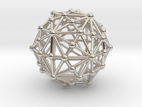 0318 Disdyakis Triacontahedron (a=1cm) #003 in Rhodium Plated Brass