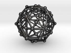 0318 Disdyakis Triacontahedron (a=1cm) #003 in Polished and Bronzed Black Steel