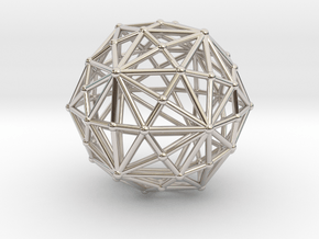 0317 Disdyakis Triacontahedron V&E (a=1cm) #002 in Rhodium Plated Brass