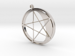 Pentagram Pendant in Rhodium Plated Brass