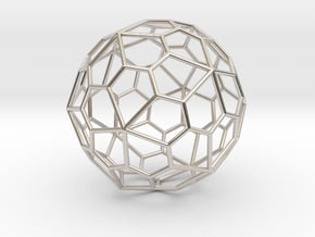 0319 Pentagonal Hexecontahedron E (a=1cm) #001 in Rhodium Plated Brass