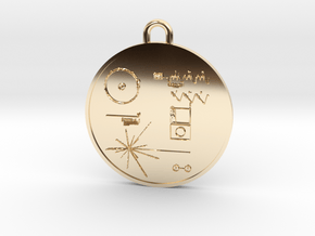 Voyager I Golden Record Pendant in 14K Yellow Gold