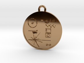 Voyager I Golden Record Pendant in Polished Brass