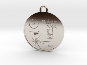 Voyager I Golden Record Pendant in Rhodium Plated Brass