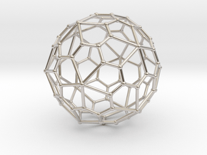 0320 Pentagonal Hexecontahedron V&E (a=1cm) #002 in Rhodium Plated Brass