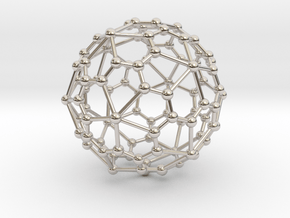 0321 Pentagonal Hexecontahedron V&E (a=1cm) #003 in Rhodium Plated Brass