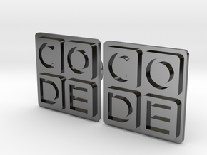 Code.org Cufflinks in Fine Detail Polished Silver