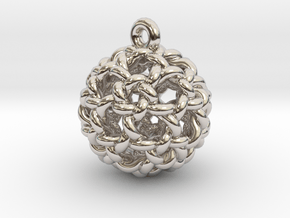 Icosidodeca Knot Earring in Rhodium Plated Brass