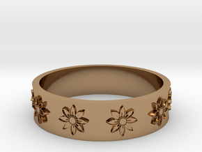 flower ring in Polished Brass