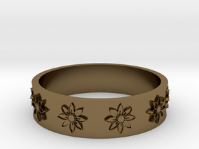 flower ring in Polished Bronze