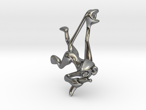 3D-Monkeys 001 in Fine Detail Polished Silver