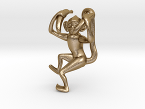 3D-Monkeys 002 in Polished Gold Steel