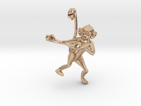  3D-Monkeys 003 in 14k Rose Gold Plated Brass