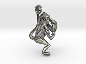 3D-Monkeys 004 in Fine Detail Polished Silver