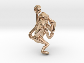 3D-Monkeys 004 in 14k Rose Gold Plated Brass