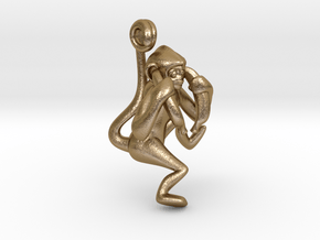 3D-Monkeys 004 in Polished Gold Steel