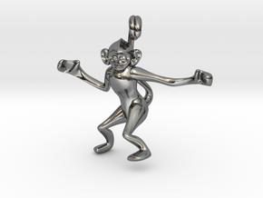 3D-Monkeys 005 in Fine Detail Polished Silver