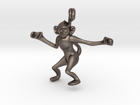 3D-Monkeys 005 in Polished Bronzed Silver Steel