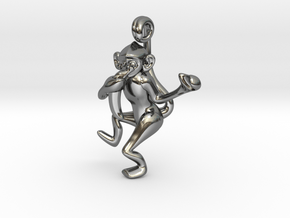 3D-Monkeys 006 in Fine Detail Polished Silver