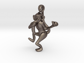 3D-Monkeys 006 in Polished Bronzed Silver Steel