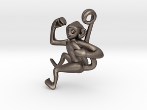 3D-Monkeys 010 in Polished Bronzed Silver Steel