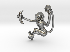 3D-Monkeys 011 in Fine Detail Polished Silver