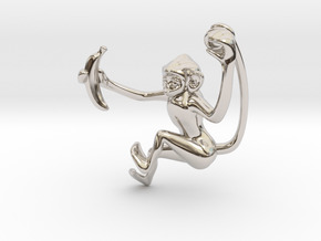 3D-Monkeys 011 in Rhodium Plated Brass