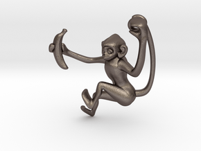 3D-Monkeys 011 in Polished Bronzed Silver Steel