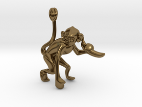3D-Monkeys 013 in Polished Bronze