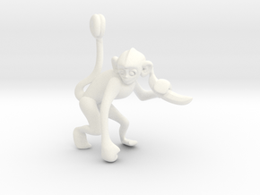 3D-Monkeys 013 in White Processed Versatile Plastic
