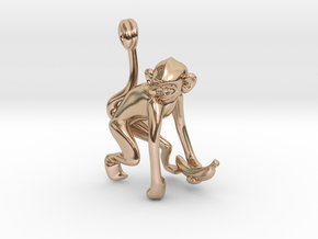 3D-Monkeys 014 in 14k Rose Gold Plated Brass